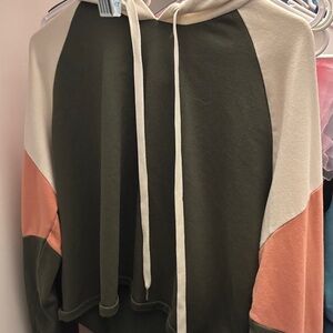 No Boundaries Olive and Cream Hoodie